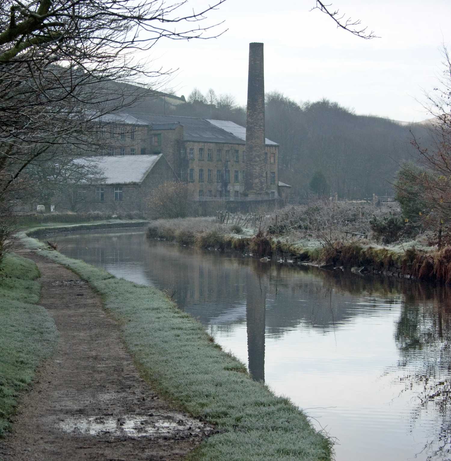 Clough mill from the canal towpath just after lock 33E.